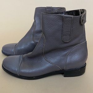 J. crew Grey Leather Toe Cap Ankle Booties 6.5